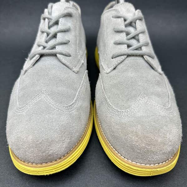 Cole Haan Men\'s Gray and Yellow Wingtip Shoes Cole Haan Grand Oxford Grey Suede Yellow Wingtip Sneakers  main image 3