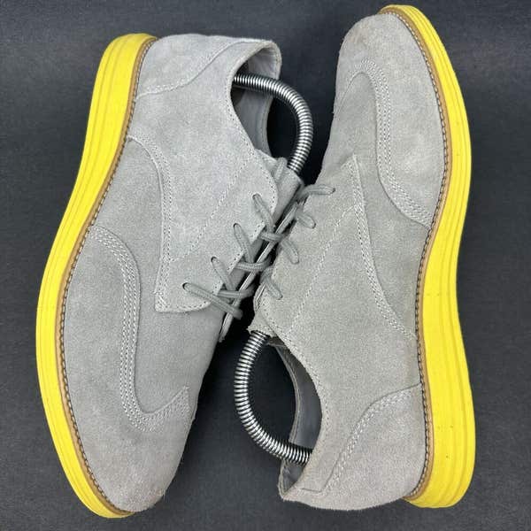 Cole Haan Grand Oxford Grey Suede Yellow Wingtip Sneakers  display picture 3