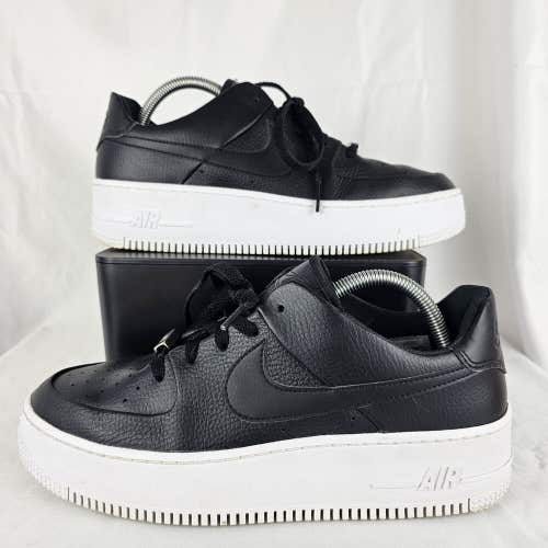 Nike Air Force 1 Sage Low Black White Leather Platform Sneakers Womens Size 10.5
