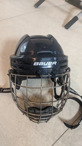 Used Small Bauer Re-Akt 75 Helmet Navy Blue with cage