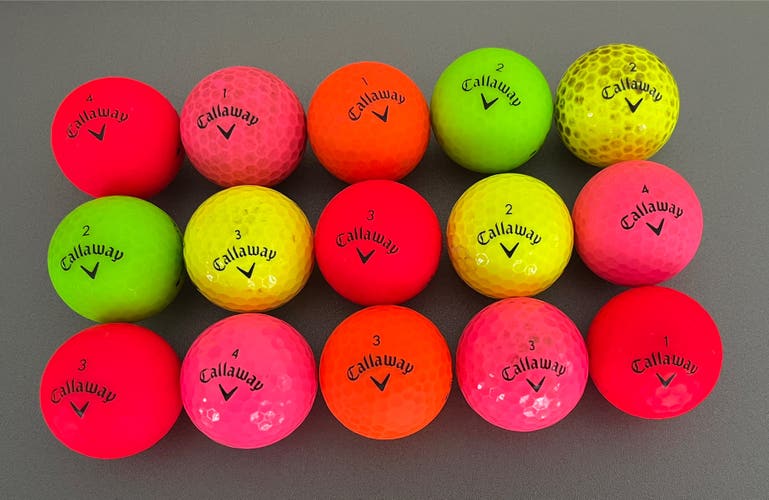 CALLAWAY 15 Pack Colored Supersoft Balls - Red Yellow Pink Green Orange lotC1