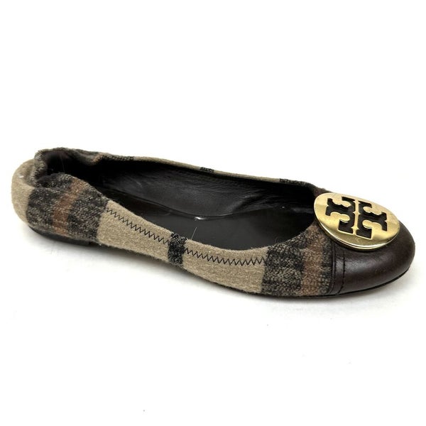 Tory Burch Pebbled Leather Minnie Ballet Flat Size 8 