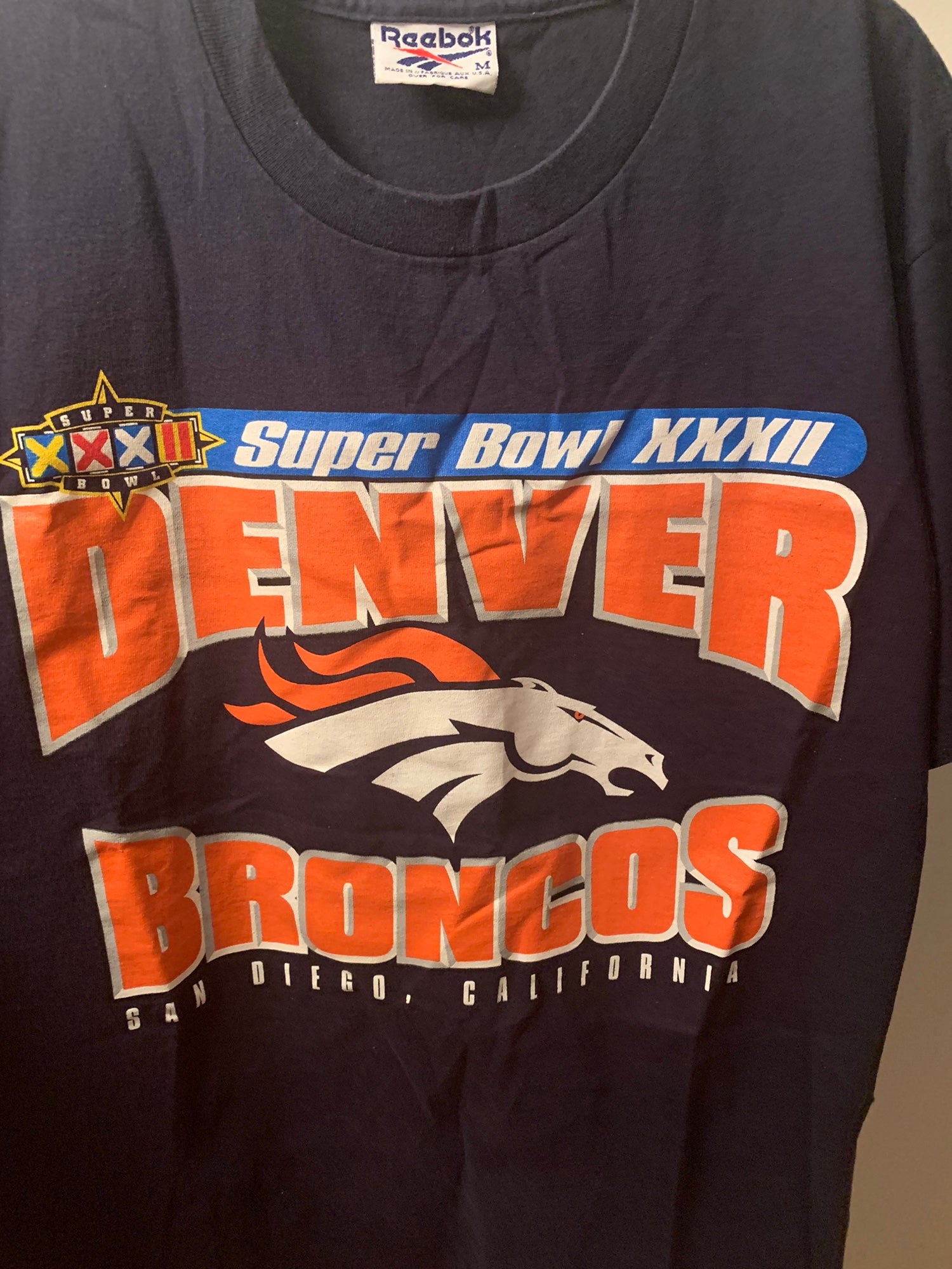 Vintage Mens Reebok Denver Broncos Super Bowl T-Shirt Medium