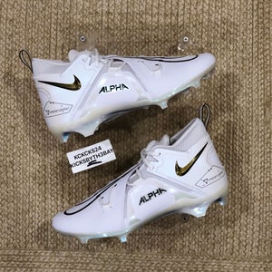 Nike Alpha Menace Pro 3 Football Cleats Mens size 14 White Black Gold CT6649-105