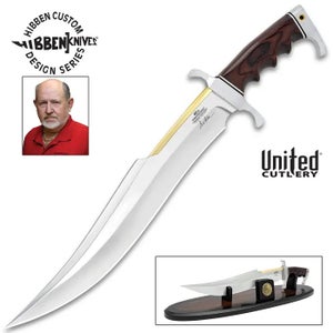 New GIL HIBBEN 65TH ANNIVERSARY SPARTAN BOWIE AND DISPLAY STAND