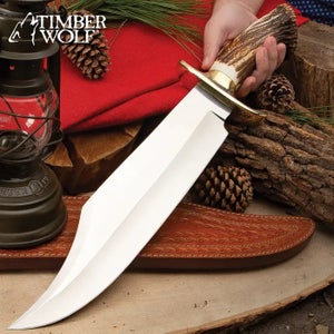 New TIMBER WOLF KING STAG ANTLER CROWN KNIFE WITH SHEATH