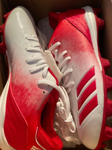 Brand New Adidas Icon Md Red/White Baseball Shoes Cleats Size 8 US