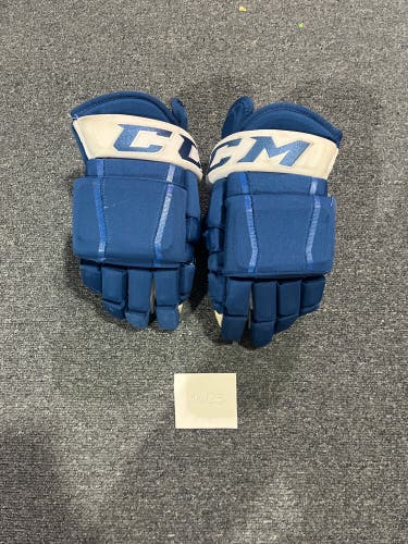 Game Used Blue CCM HG97 Pro Stock Gloves Colorado Avalanche Team Issued #53 14”