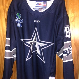 GAME WORN ALLEN AMERICANS WARM UP JERSEY #8 Jacob Kearley  jersey SIZE 56