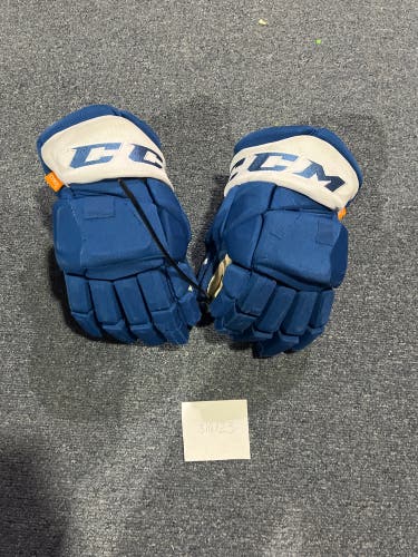 Game Used Blue CCM HGPJSPP Pro Stock Gloves Colorado Avalanche Team Issued #61 14”