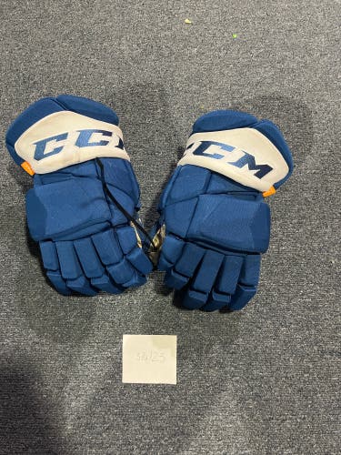 Game Used Blue CCM HGPJSPP Pro Stock Gloves Colorado Avalanche Team Issued #TB 14”