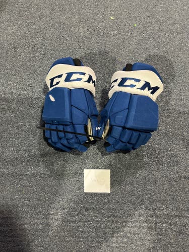 Game Used Blue CCM HGTKPP Pro Stock Gloves Colorado Avalanche Team Issued #13 14”