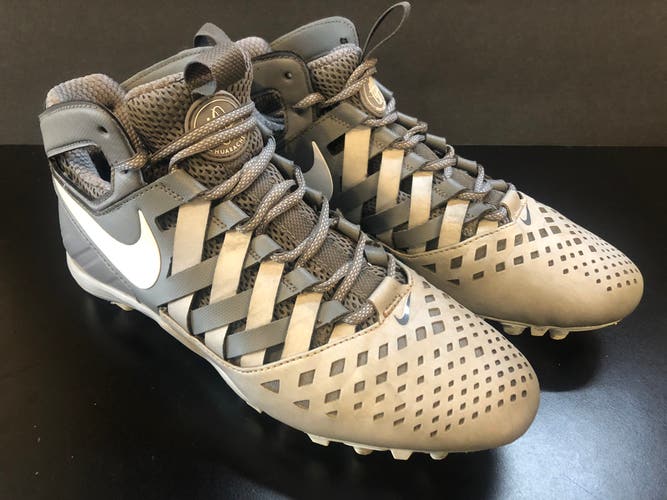 Nike Alpha Huarache 4 Mid Men’s Lacrosse Cleats size 9 Gray/White