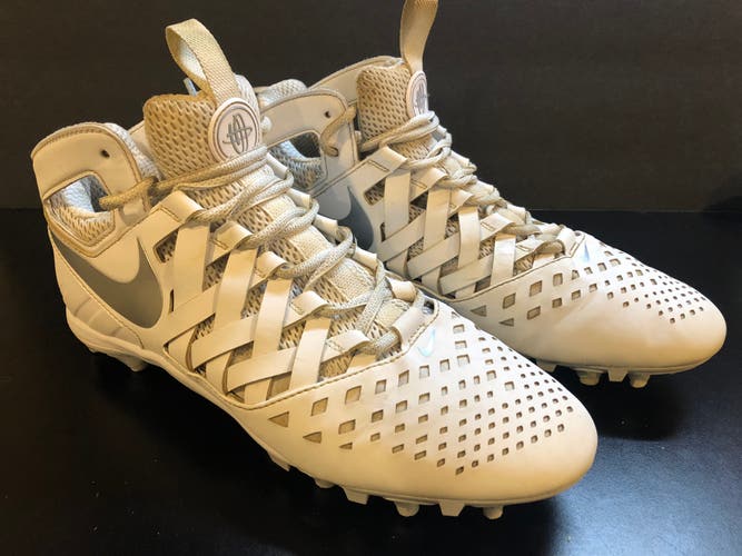 Nike Alpha Huarache Mid Lacrosse Cleats Size 11.5 White