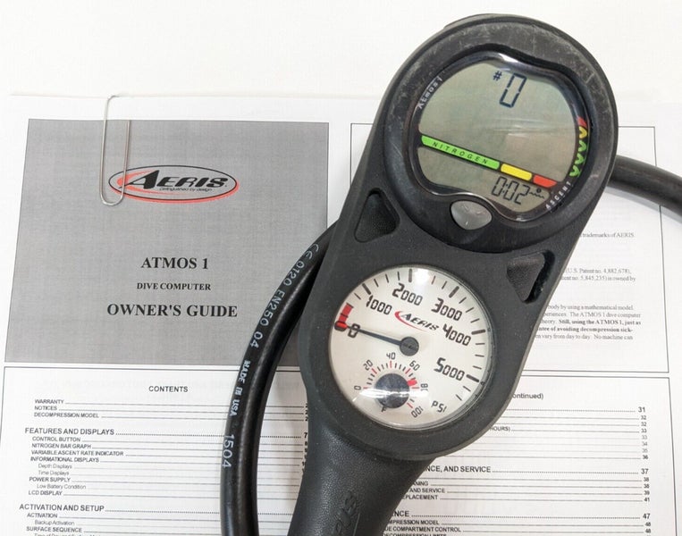 Aeris Atmos 1 Computer Console Scuba Dive 2 Gauge with 5000 PSI SPG & Compass