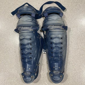 Used Navy Blue 15.5” Baseball Leg Guards for Catcher’s and Umpires DLG-155 D