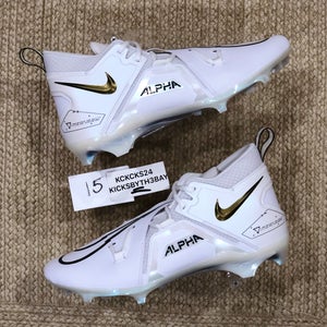 Nike Alpha Menace Pro 3 Football Cleats Mens size 15 White Black Gold CT6649-105