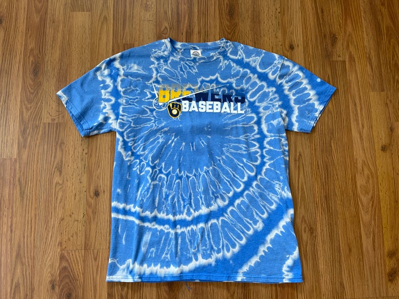 Milwaukee Brewers MLB BASEBALL SUPER AWESOME REVERSE TIE DYE Size Large T  Shirt!