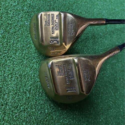 Gold Plated Gear Force Golf Driver And 3 Wood Collector Set Golf Clubs