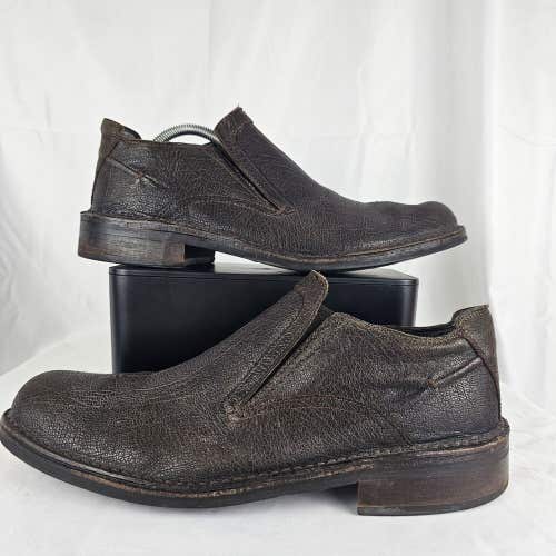 Size 10.5M Donald J Pliner Lazaro Distressed Brown Leather Slip On Chukka Boots