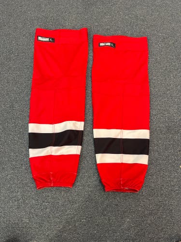 Game Used Reebok New Jersey Devils Socks Red XL