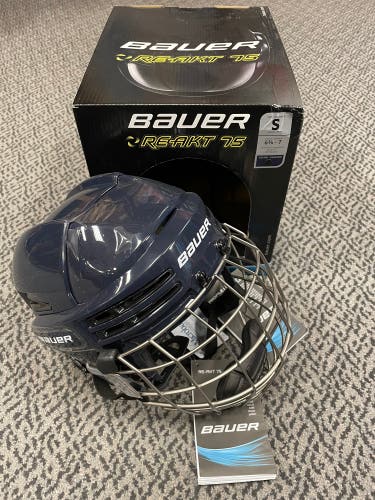 Bauer REAKT 75 Navy w black inserts Small Combo helmet