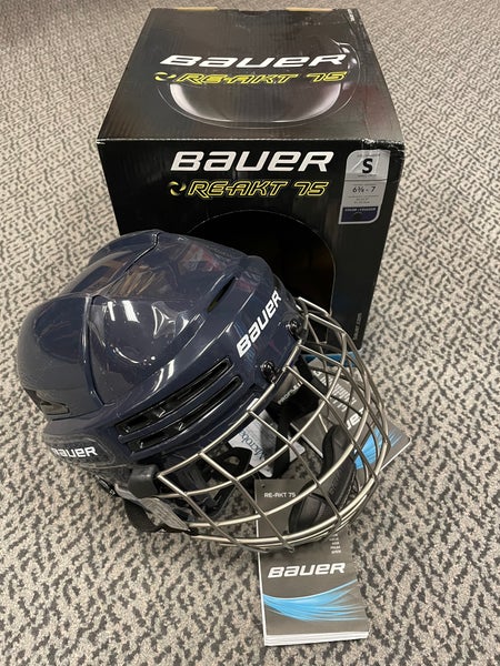 Bauer REAKT 75 Navy w black inserts Small Combo helmet