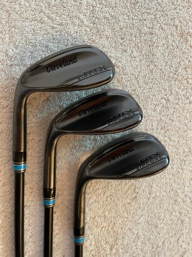 Set of 3 Cleveland RTX Zipcore Black Satin Wedges 52, 56, 60 Mid