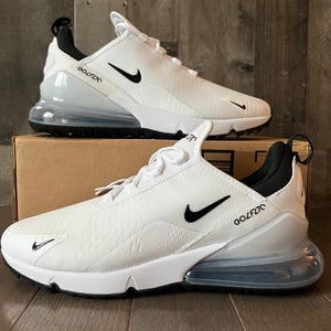 Nike Mens Air Max 270 Golf Shoes White Black Pure Platinum CK6483-102 - Size 9