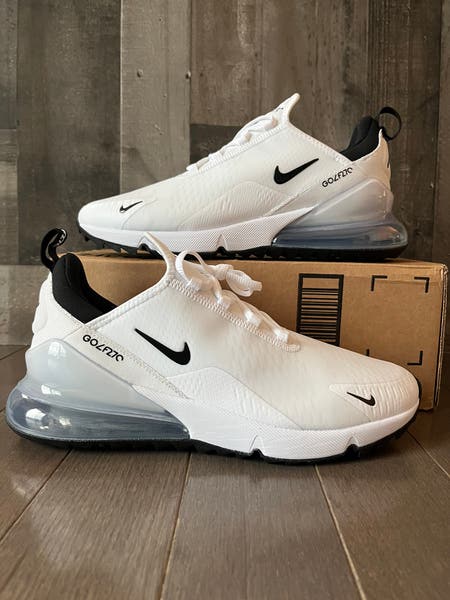 Nike Mens Air Max 270 Golf Shoes White Black Pure Platinum