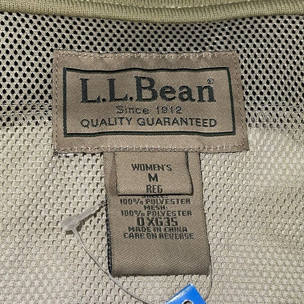 LL Bean NWT Fly Fishing Water Repellant Vest Women's Medium Beige Brown  Mesh M