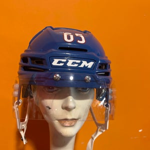 Game Used Blue CCM Tacks 910 Pro Stock Helmet Colorado Eagles #65 Small