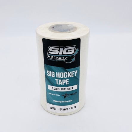New 12 Pack SIG Hockey White Cloth Hockey Tape (Made In Canada By SportsTape)- 24mmX18M