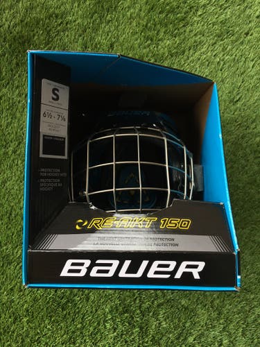 Black New Bauer Re-Akt 150 Combo Hockey Helmet with Cage Senior SMALL ReAkt Re Akt