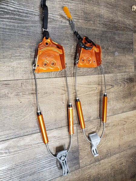 Voile Hardwire light telemark ski bindings no risers mounting plates orange