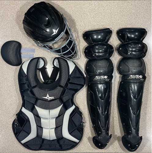 Used Black & Graphite All-Star S7 System Seven Pro Adult Catchers Set Kit