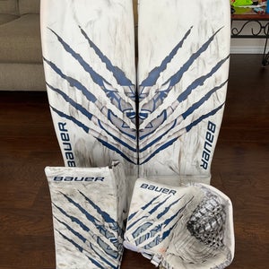 WHL Pro Stock Bauer Hyperlite Goalie Pads, Glove, & Blocker Set - Large (35+1)