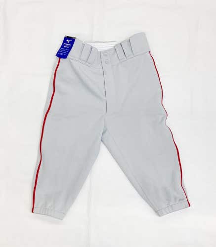 Mizuno Short Piped Knicker Baseball Pant Men's XS Gray With Red Piping 350409