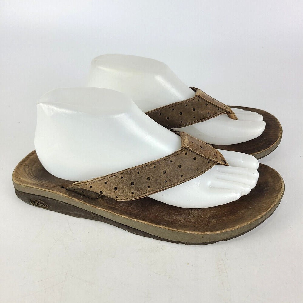 Amazon.com | Rio Groove Stitched Men's Leather Sandals Flip Flops Thong  Style Slipper Brown | Sandals
