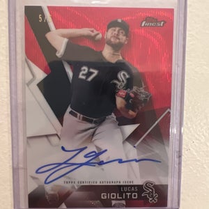 Lucas Giolito Topps Finest Red Relic Autographed Numbered Out Of 5