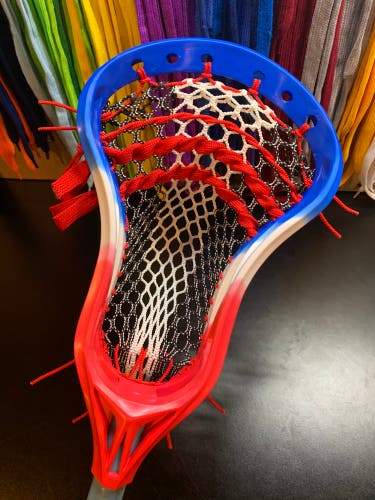 NEW USA Lacrosse Head Dyed & Professionally Strung W/ Semi-soft Mesh