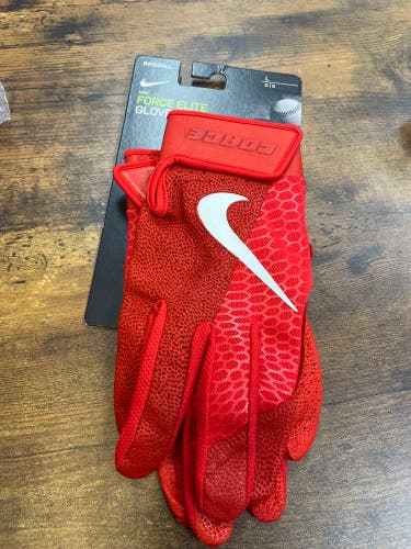 Nike Force Elite Adult Large Batting Gloves Red New