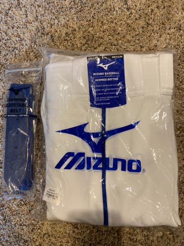 White New Medium Mizuno Game Pants