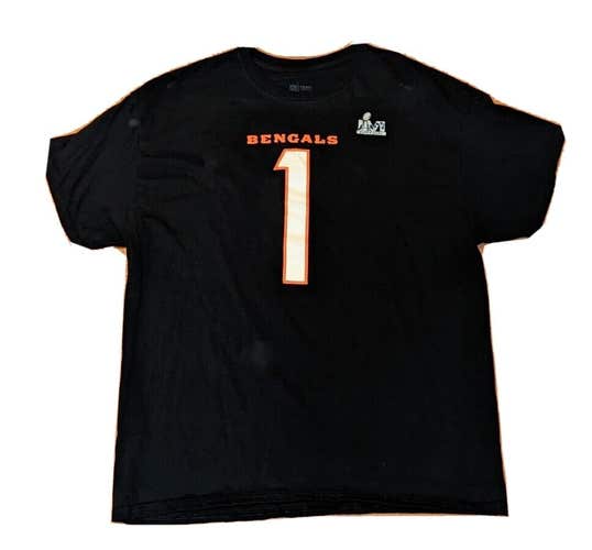 Cincinnati Bengals Ja'Marr Chase Super Bowl LVI T-Shirt XL NFL Football Black