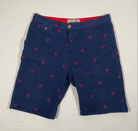 Tokyo Laundry Men's Size L (36) Blue/Red Button Fly Flat Front Bermuda Shorts