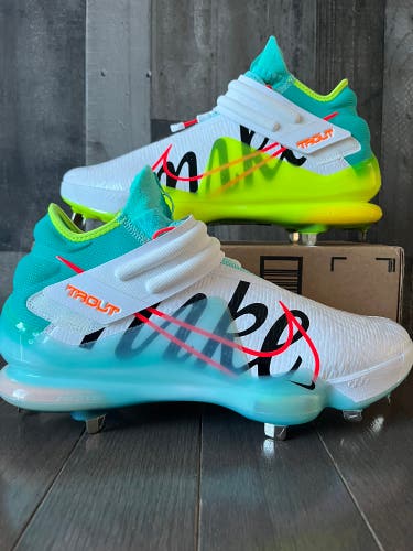 Nike Force Zoom Trout 7 Baseball White Aurora Green Men's Ci3134-107 Size 11.5