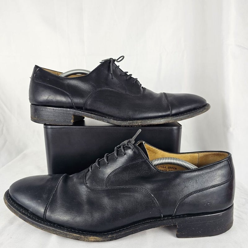 Ermenegildo Zegna Navy Blue Suede Cap Toe Derby Dress Shoes Size 10.5 US  9.5 EUR