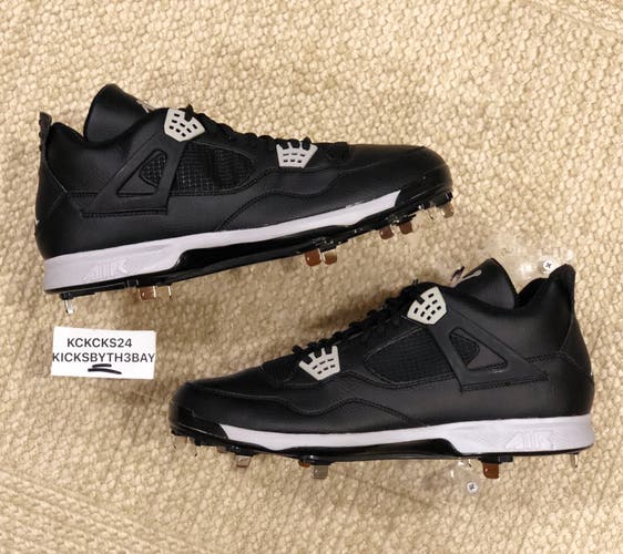 Jordan 4 Oreo Baseball Cleats Metal black 807710-010 Mens size 15 Nike