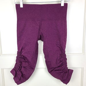 Lululemon Women's 4 Ebb And Flow Crop Athletic Work Out Leggings Pants Burgundy