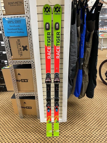 193cm Volkl Racetiger GS Ski - Race Stock w/ Marker Plates and Comp 14 Bindings